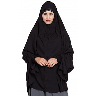 Prayer Hijab with sleeves- Black